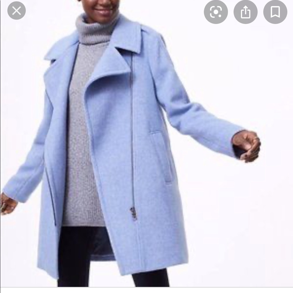 Ann Taylor LOFT Periwinkle Blue Wool Moto Coat S